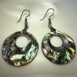 Blue and Silver Teardrop Earrings with Iridescent Shimmer
